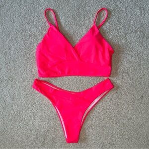 Bright Pink Crossover Bikini, Size Medium